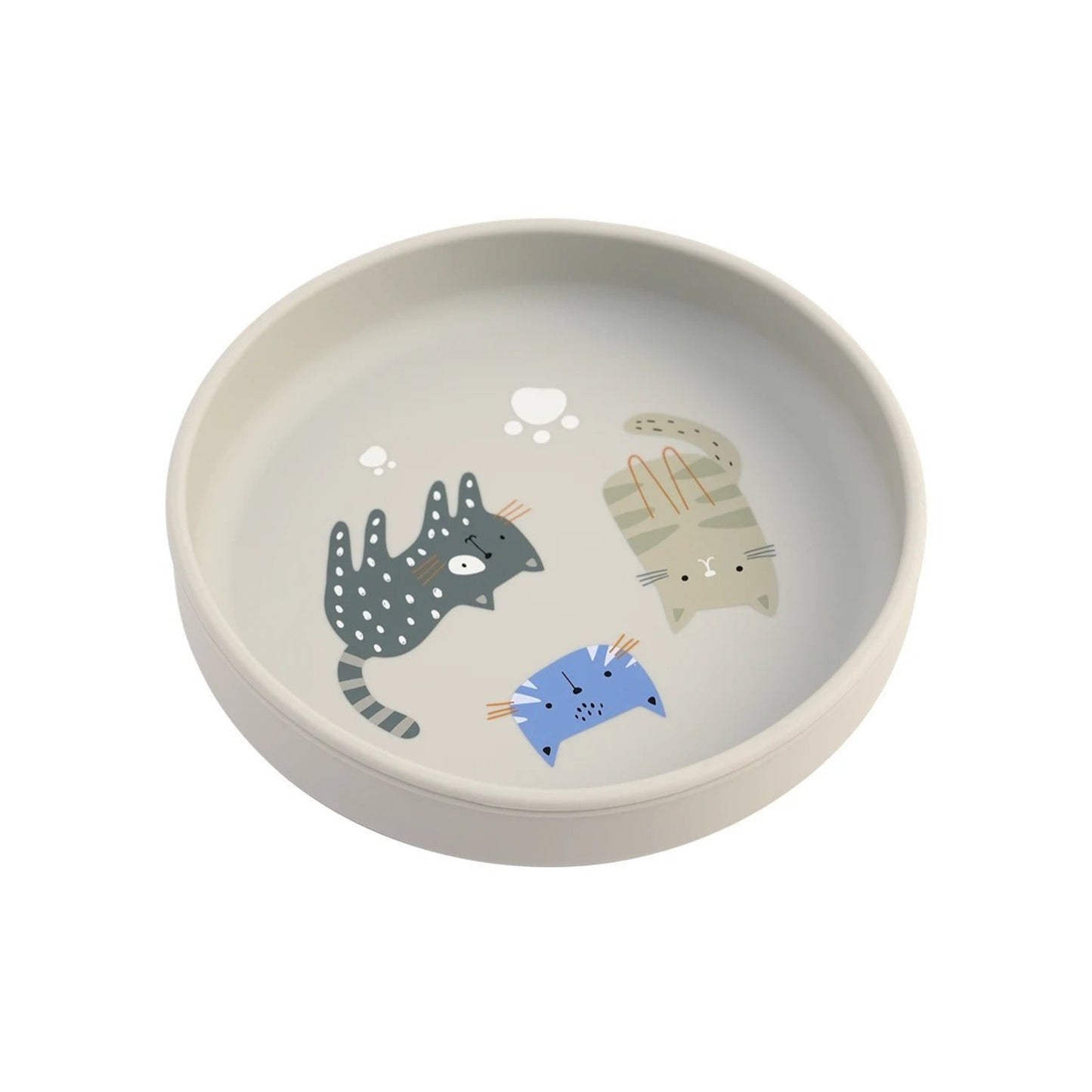 assiette bebe antiderapante coloris gris motif chats