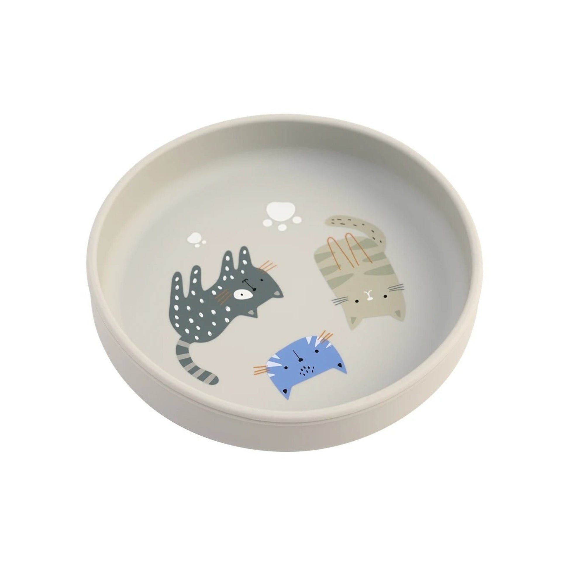 assiette bebe antiderapante coloris gris motif chats