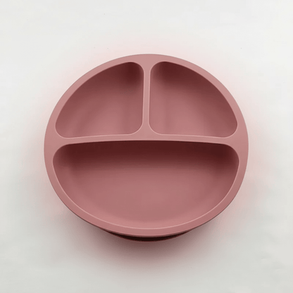 assiette bebe avec 3 compartiments et ventouses coloris rose