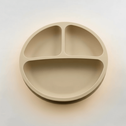 assiette bebe avec 3 compartiments et ventouses coloris beige