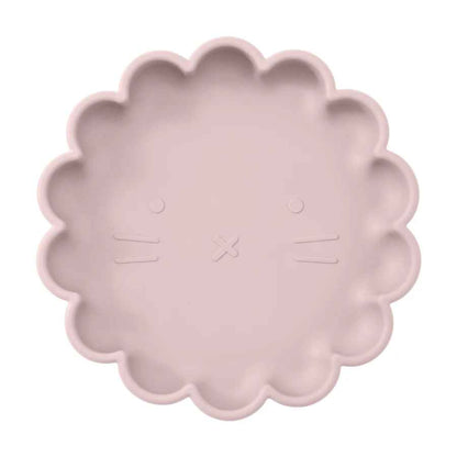 assiette bébé ventouse coloris rose clair design lion