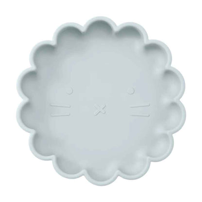 assiette bébé ventouse coloris bleu gris design lion