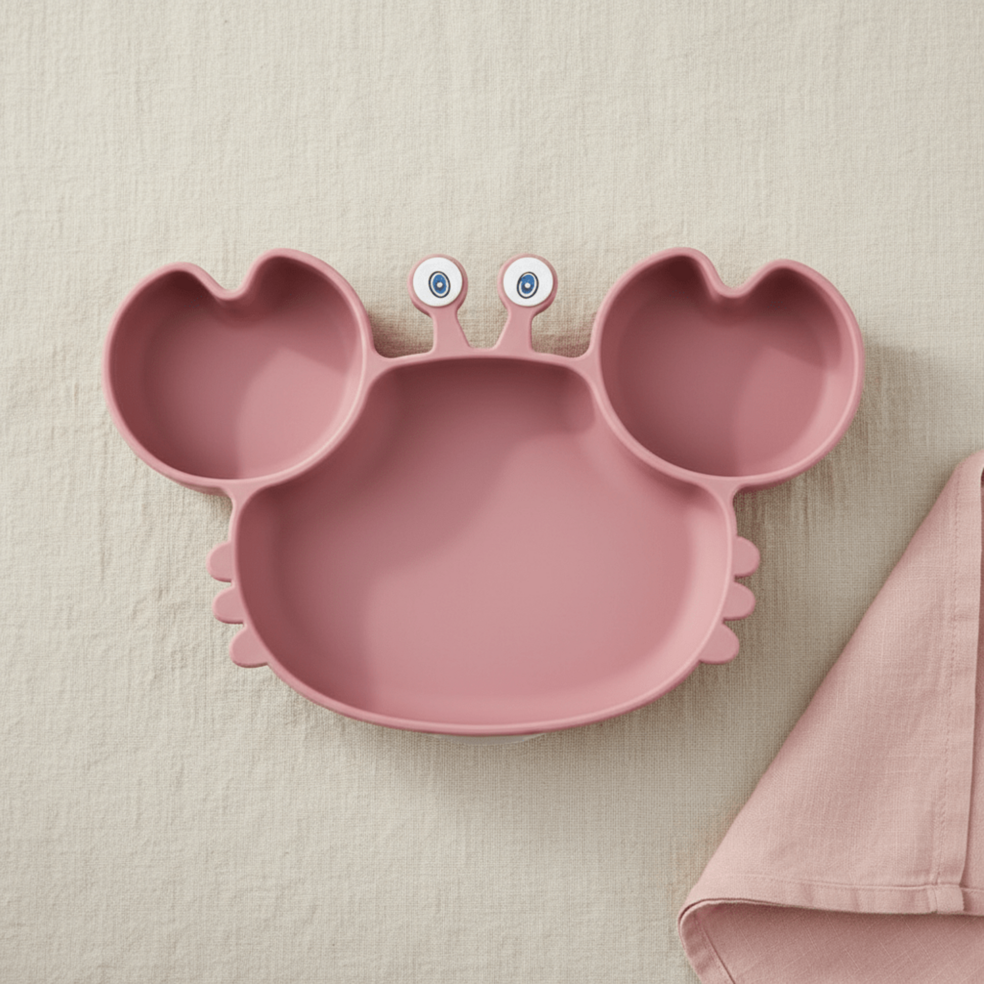 présentation de la variante rose intense de l'assiette compartiment crabe ventousée