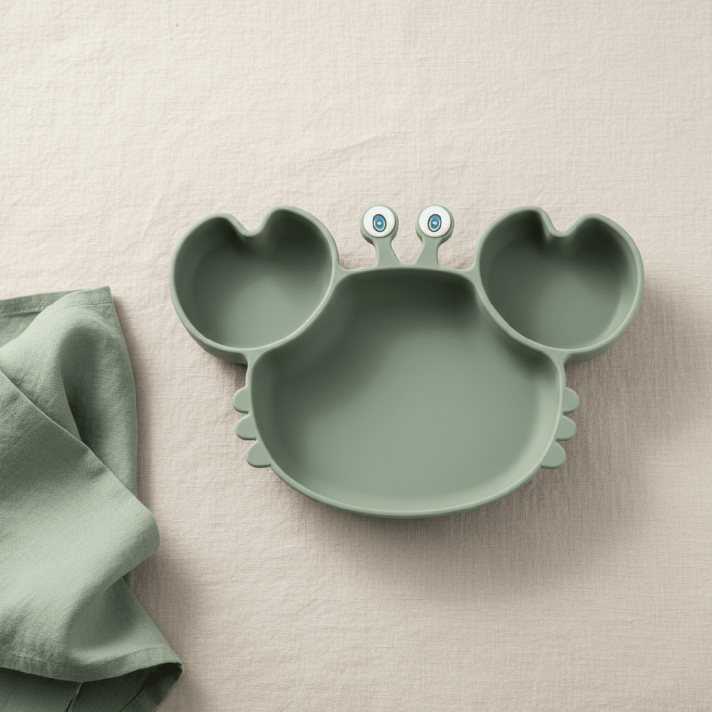 présentation de la variante vert sauge de l'assiette compartiment crabe ventousée