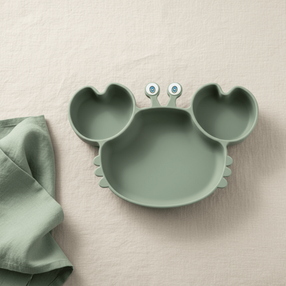 présentation de la variante vert sauge de l'assiette compartiment crabe ventousée
