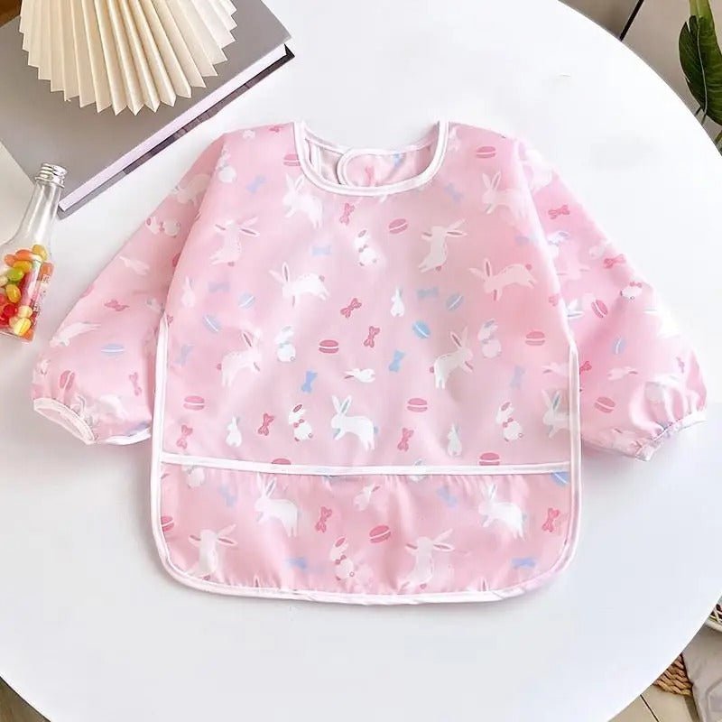 bavoir bébé étanche rose motifs lapins