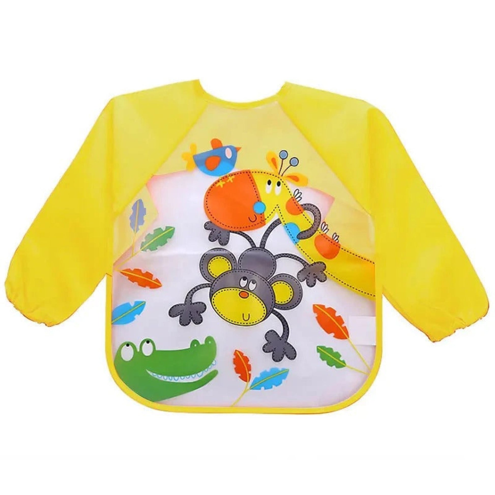 bavoir bébé manche longue étanche coloris jaune motif jungle