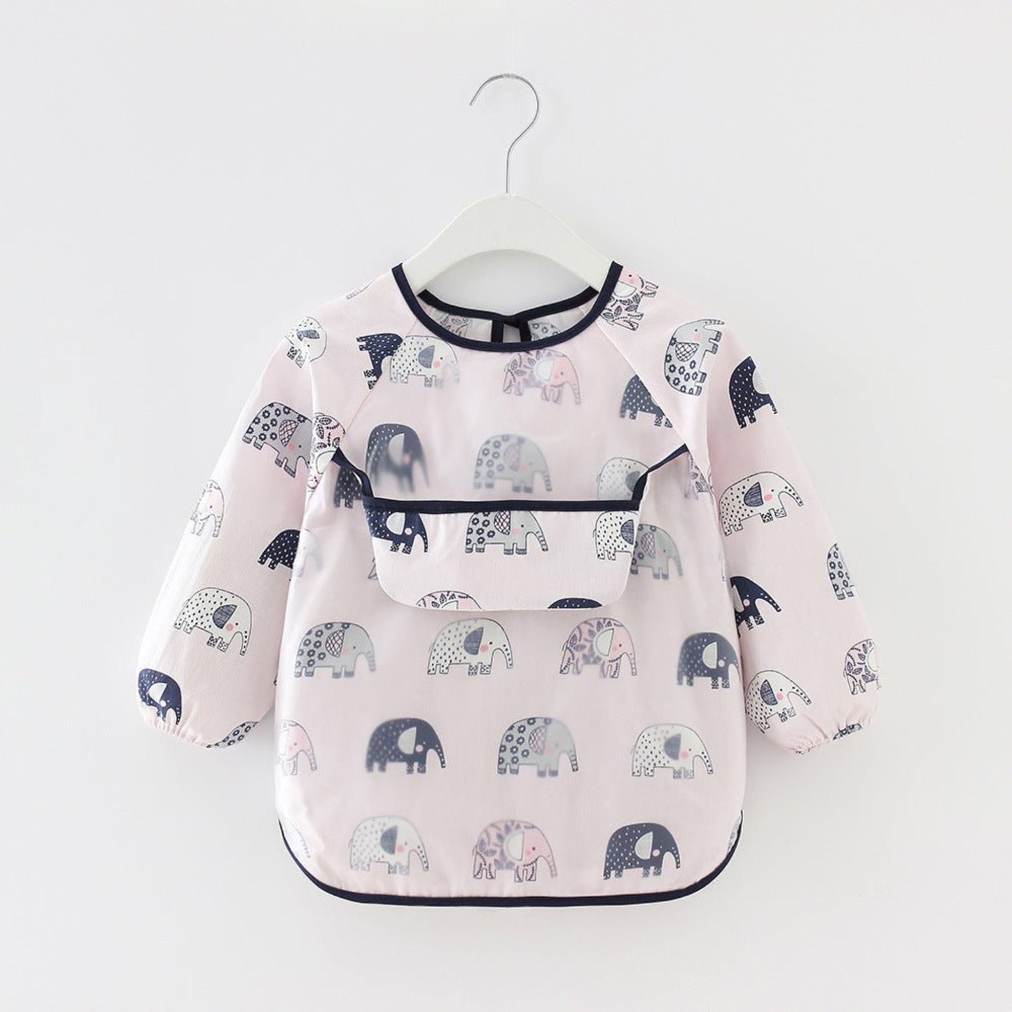 présentation du bavoir bébé manche longue imperméable modèle éléphant