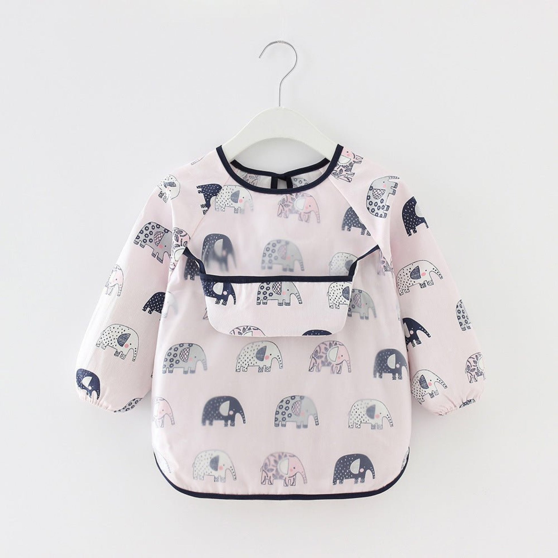 présentation du bavoir bébé manche longue imperméable modèle éléphant
