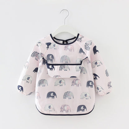 présentation du bavoir bébé manche longue imperméable modèle éléphant
