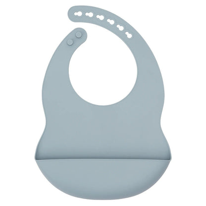 présentation du bavoir bébé avec poche imperméable coloris gris