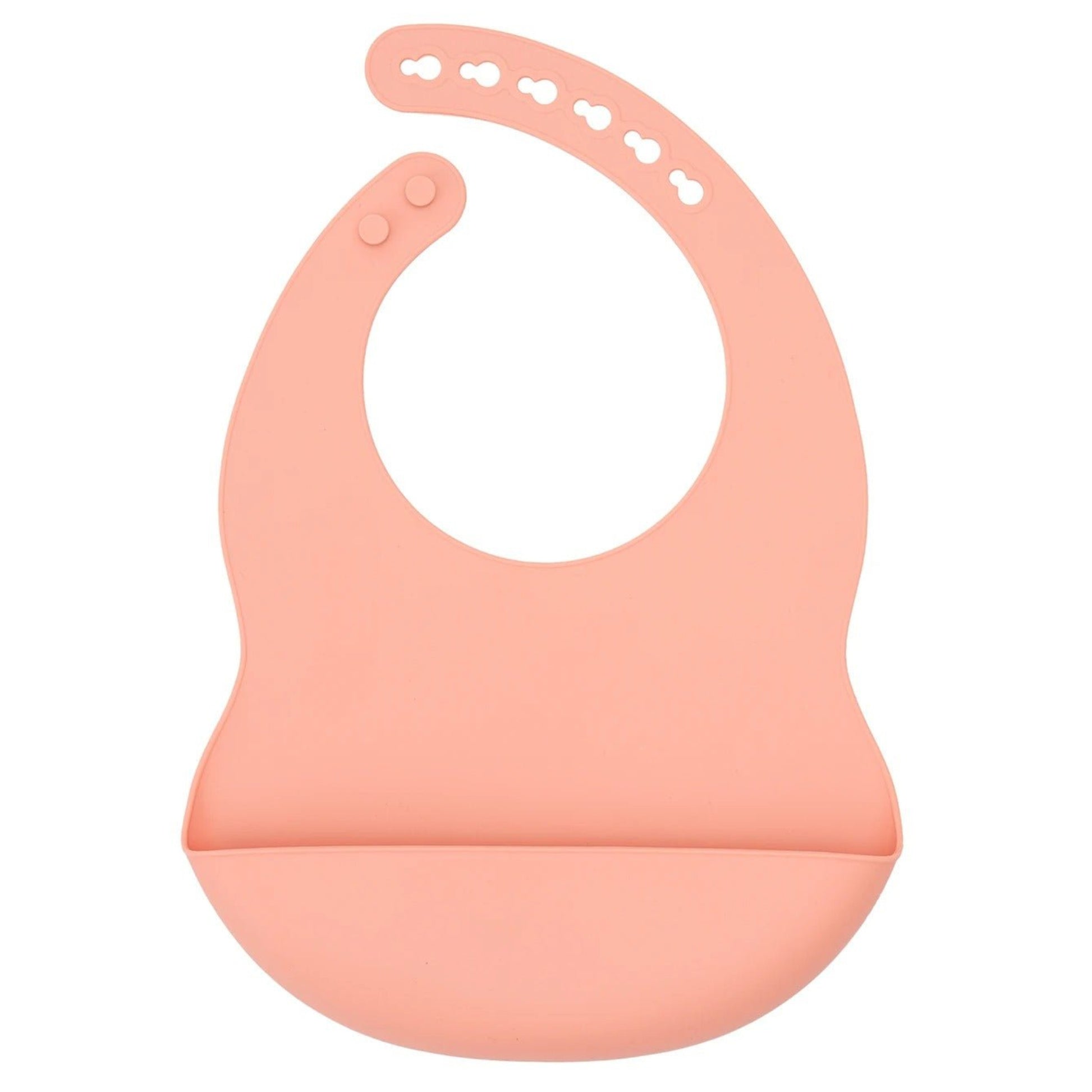 présentation du bavoir avec poche imperméable coloris saumon