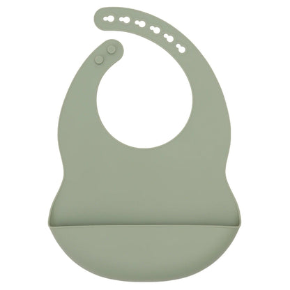 présentation du bavoir avec poche imperméable coloris vert sauge