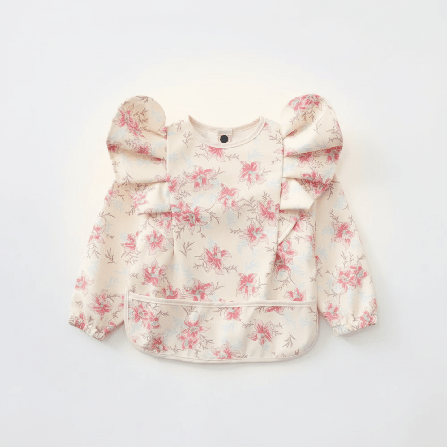 bavoir manche longue coloris blanc motif floral