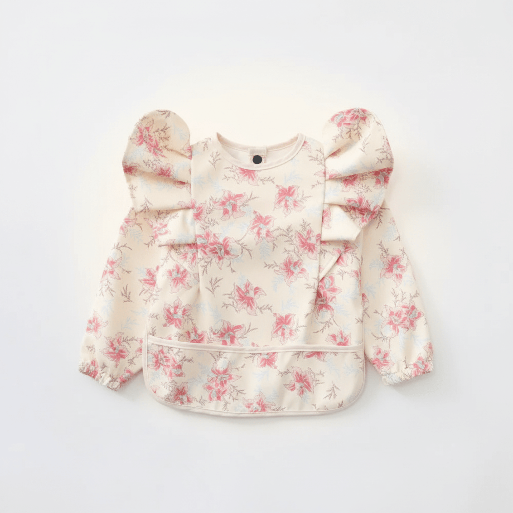 bavoir manche longue coloris blanc motif floral