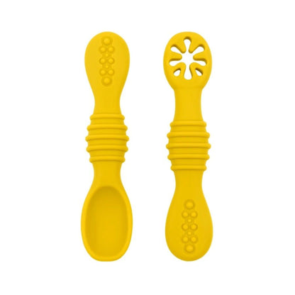 couvert bébé silicone jaune