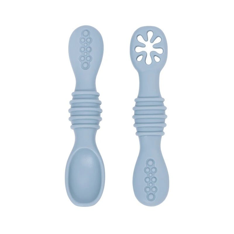 couvert bébé silicone bleu