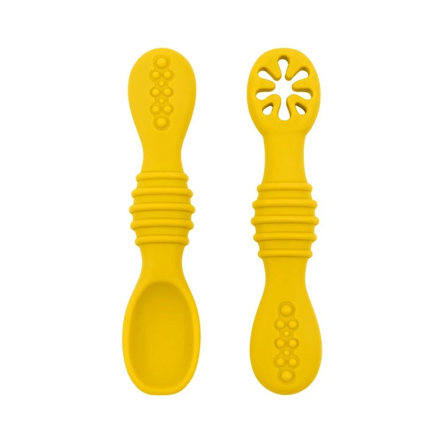 couvert bébé silicone jaune