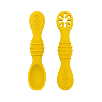 couvert bébé silicone jaune