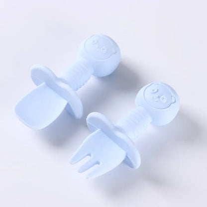 présentation du couvert bébé ergonomique bleu