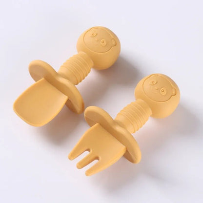 présentation du couvert bébé ergonomique jaune