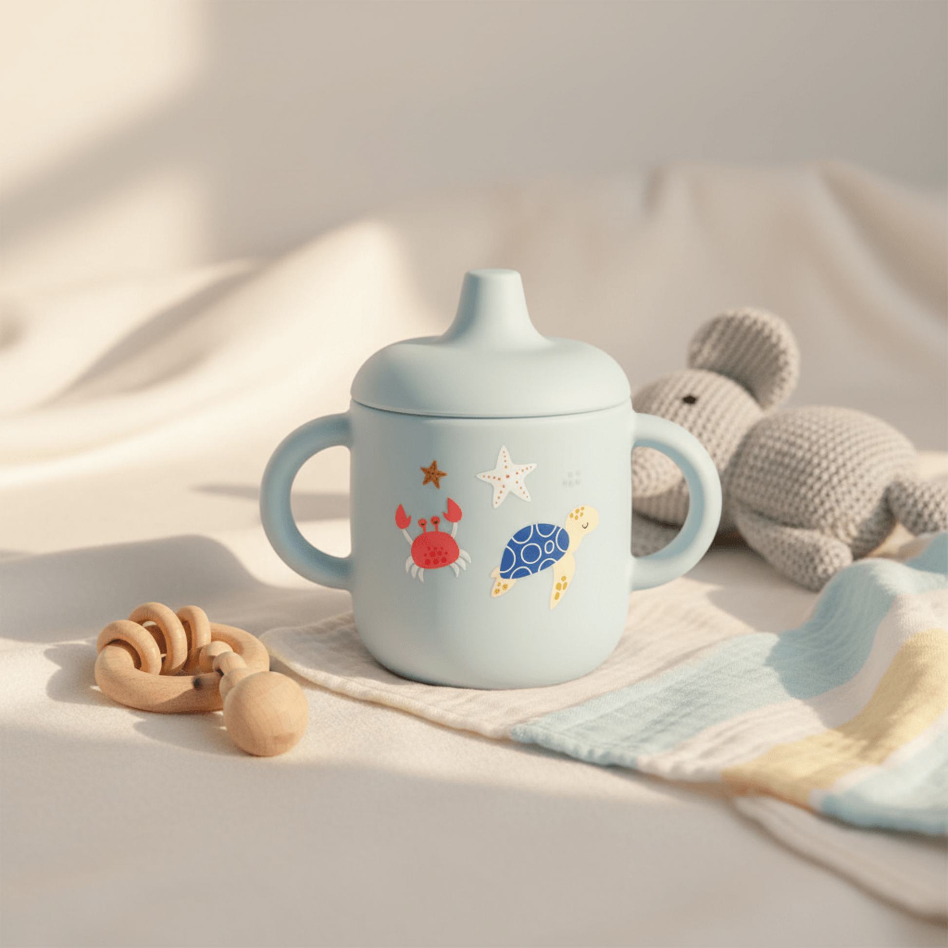 gobelet bebe bleu motifs marins
