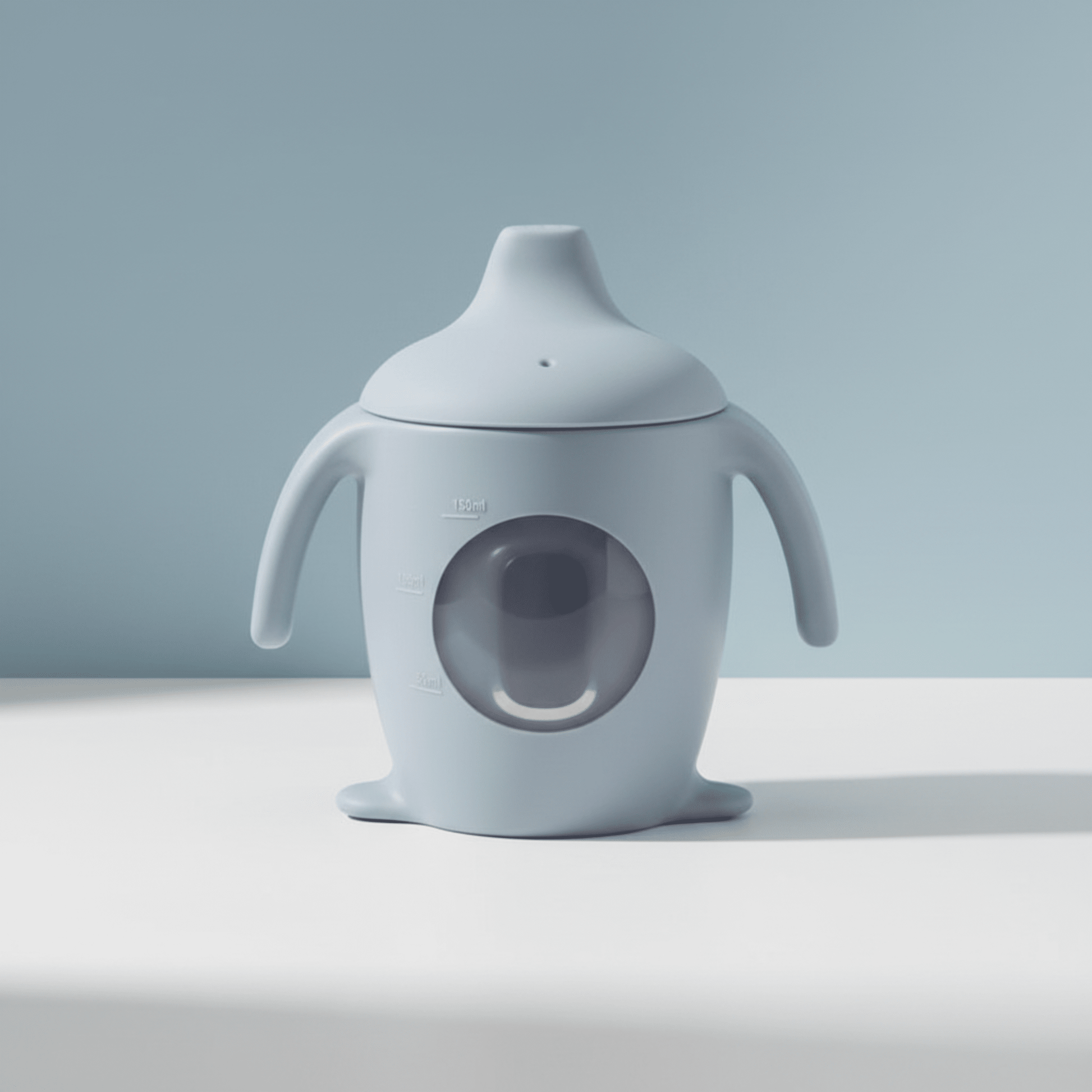 présentation de la tasse d'apprentissage avec hublot coloris bleu