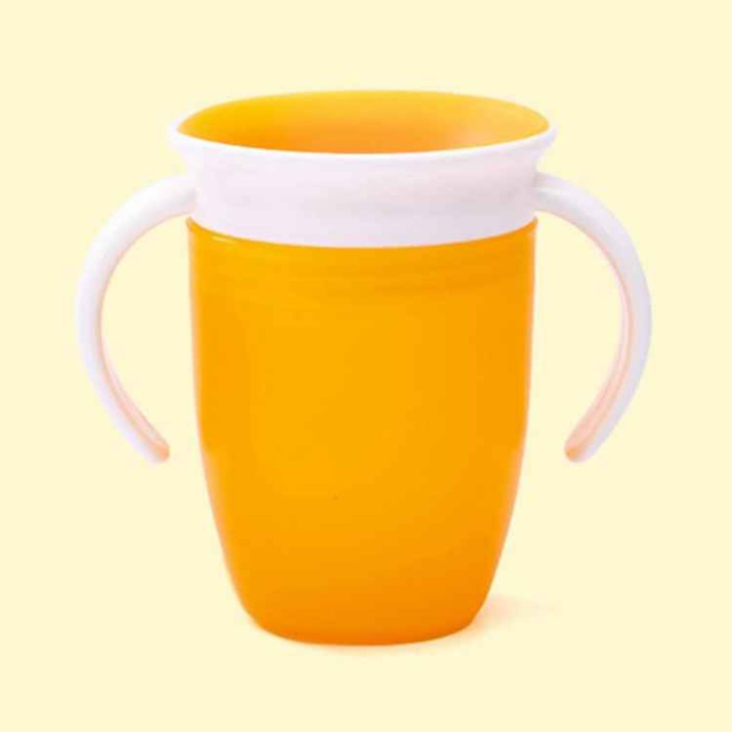 tasse d'apprentissage 360 coloris orange avec anses bilatérales blanches