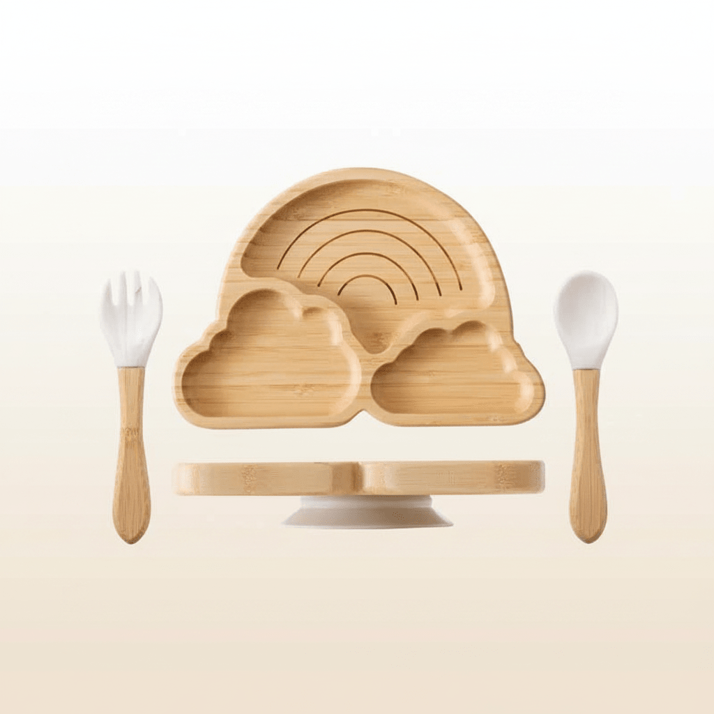 Vaisselle pour bebe | Assiette bambou compartimentée et ventousée