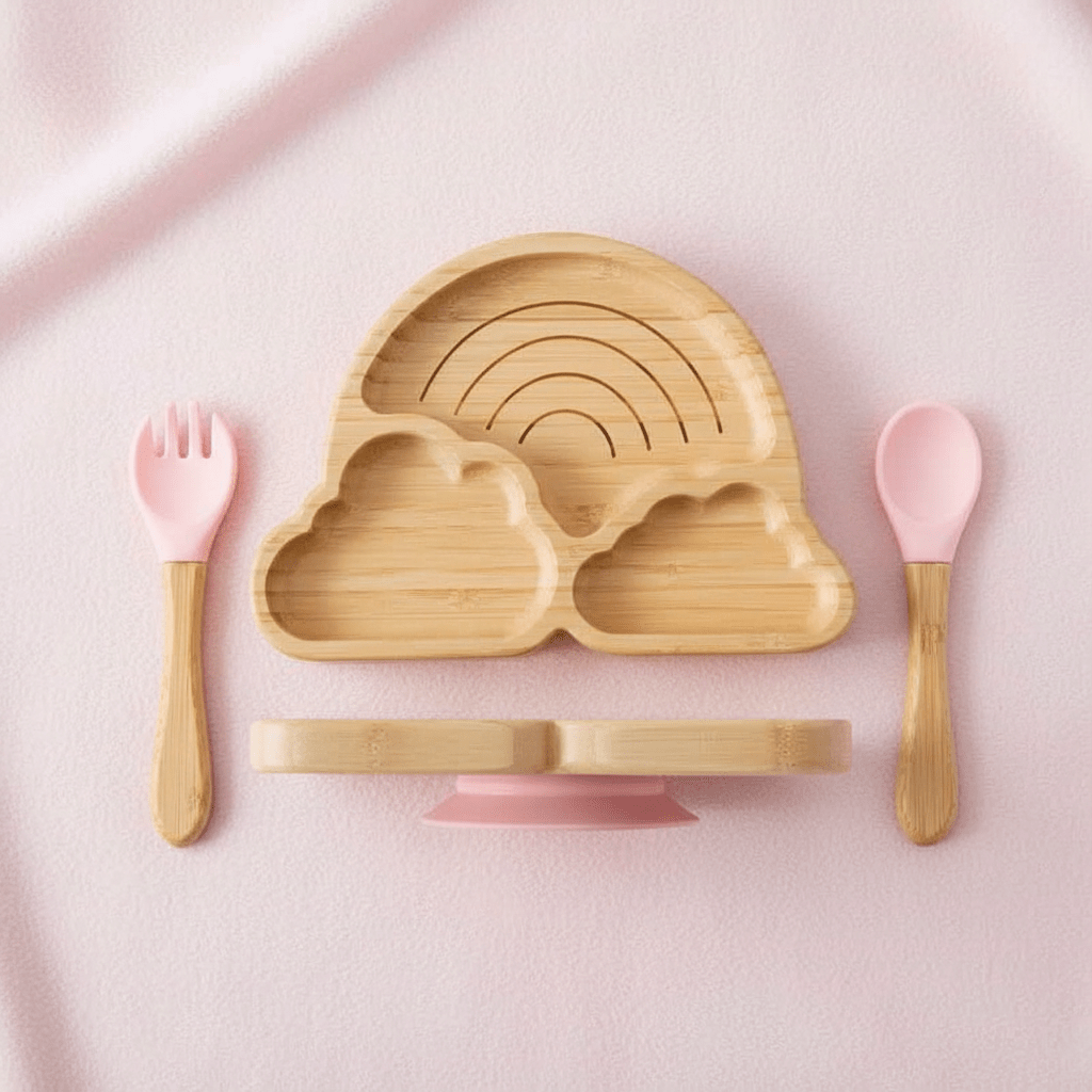 Vaisselle pour bebe | Assiette bambou compartimentée et ventousée