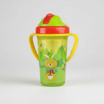 verre bebe gourde coloris vert avec anses latérales jaunes